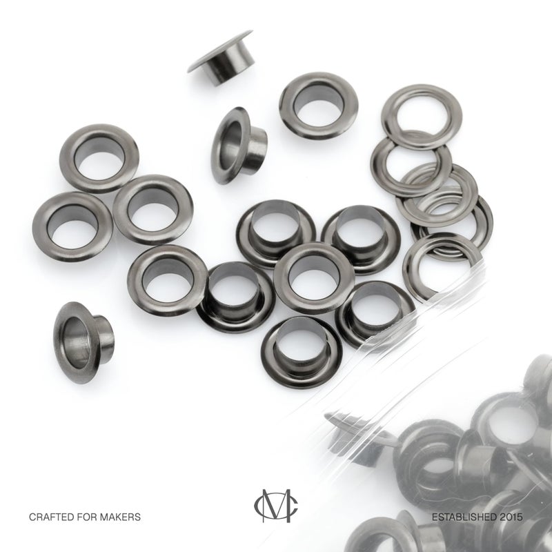 CRAFTMEMORE 3/16" (5MM) Hole Size 100 Sets Gunmetal Black Metal Grommets Eyelets with Washers for Bead Cores, Clothes, Leather, Canvas (Gunmetal) - Image 2